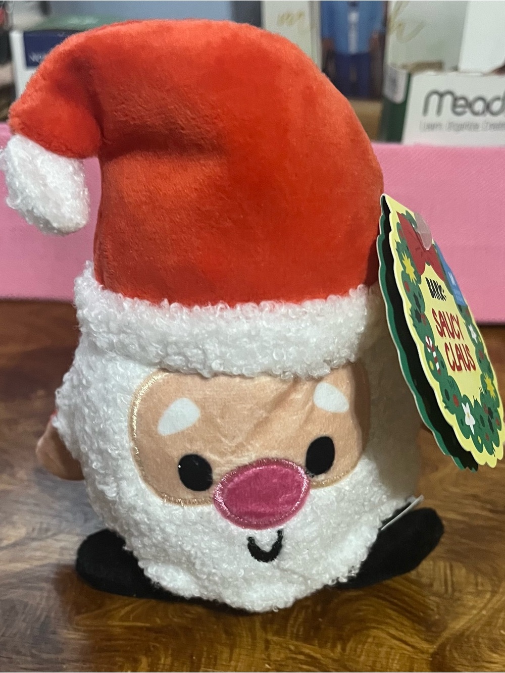 Bark Saucy Claus Plush - Red, White, Pink